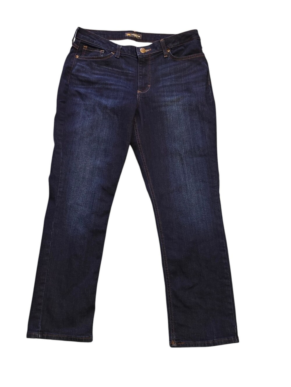 Lee Dark Straight Leg Mid Rise Indigo Women’s Straight-Leg Jeans Size 12
